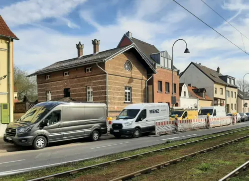 Baustelle von der Straße aus